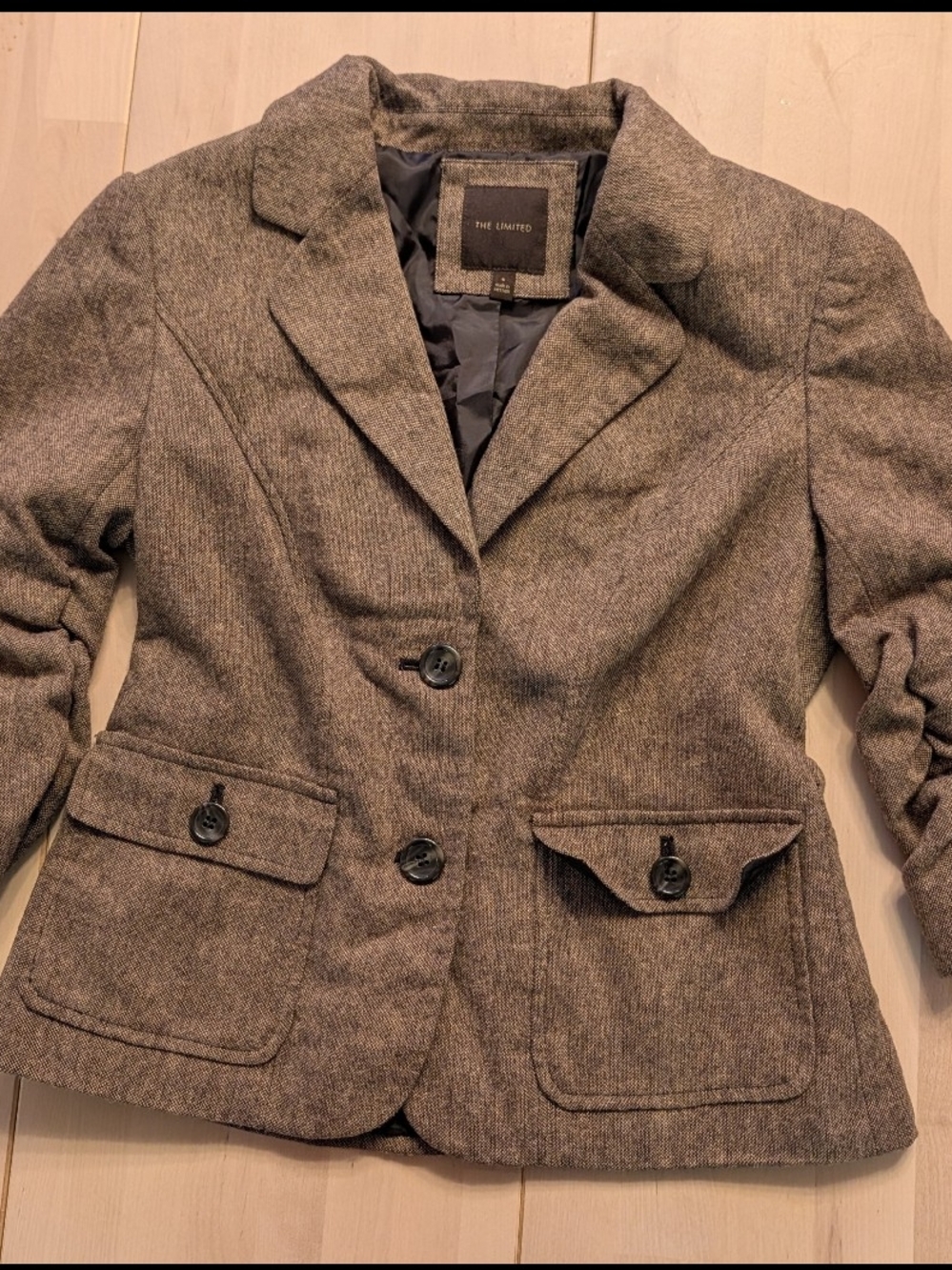 The Limited Women’s Brown Tweed Wool Blend Blazer Jacket W/ Pockets - 3 Quarter